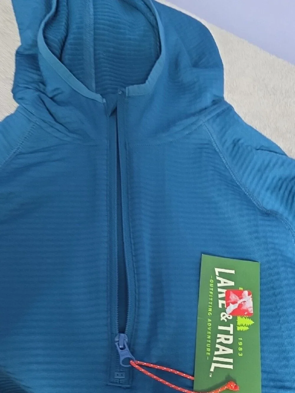 Lake & Trail Men's Teal Hooded Performance Quarter-Zip Jacket - Picture 4 of 7